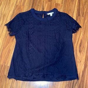 Lauren Conrad Navy Lace Blouse